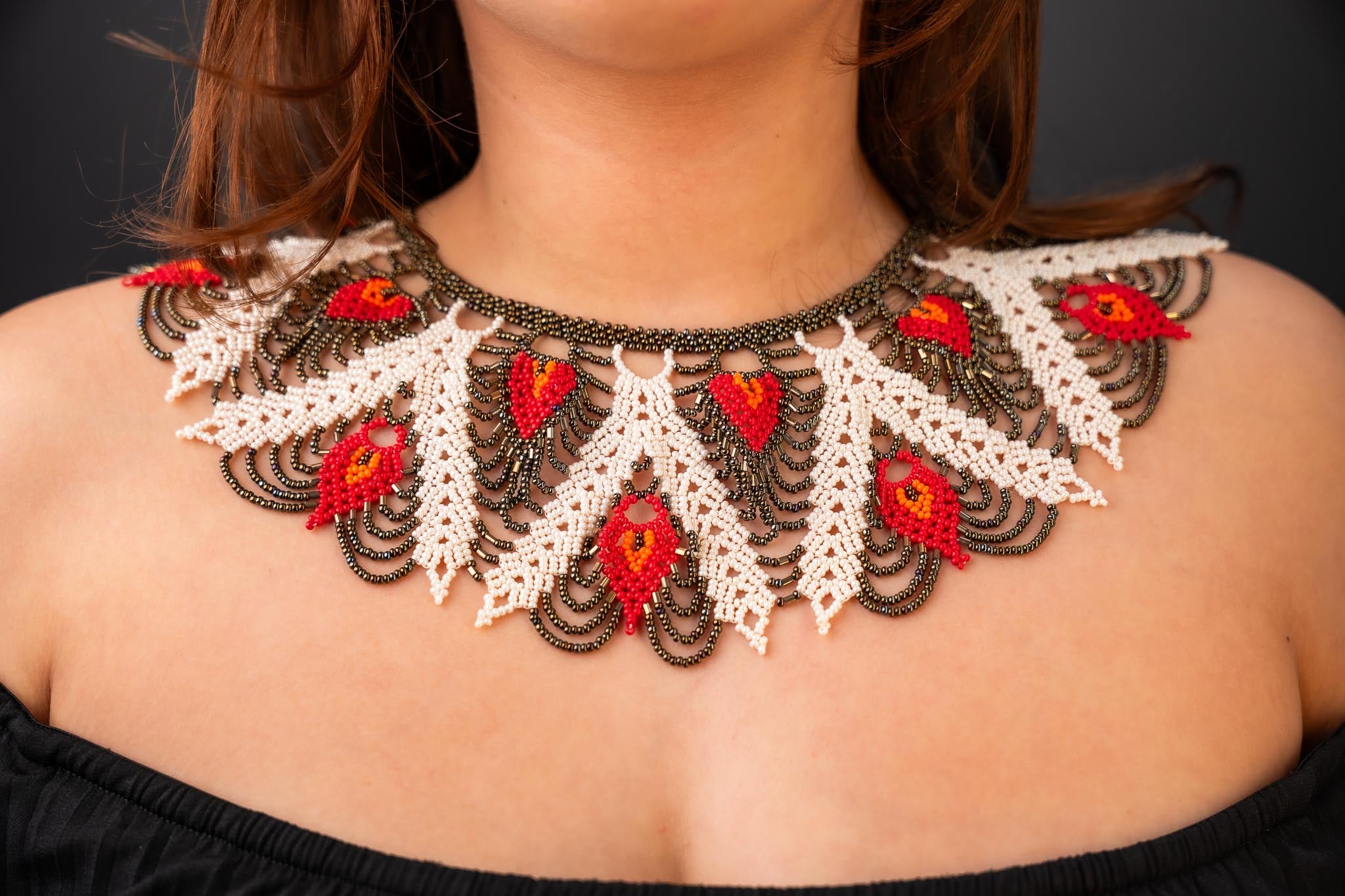Bold Black, White & Red Ecuadorian Necklace