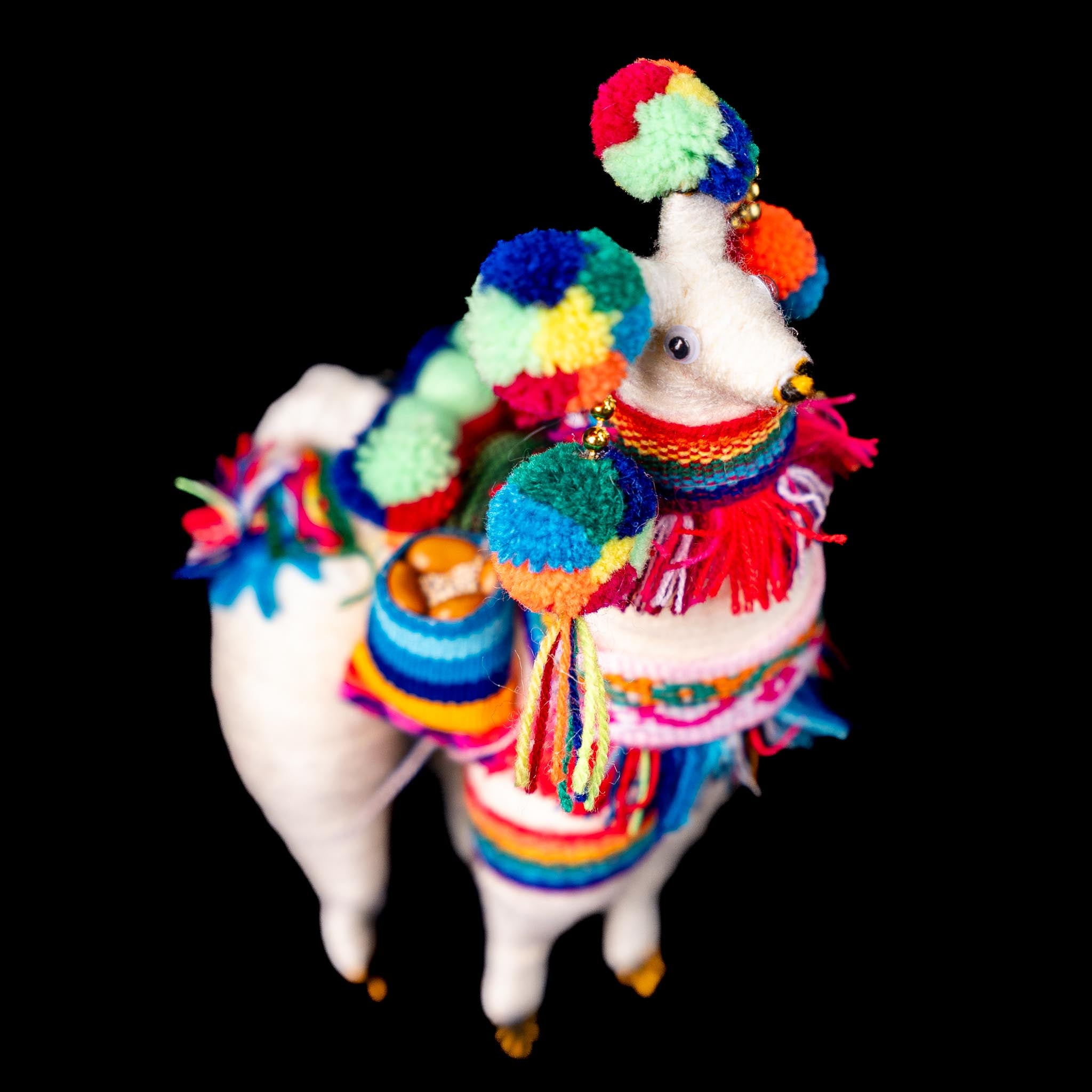 Mini Andean Llamas with Colorful Pom-Poms – Handmade (Set of 2)