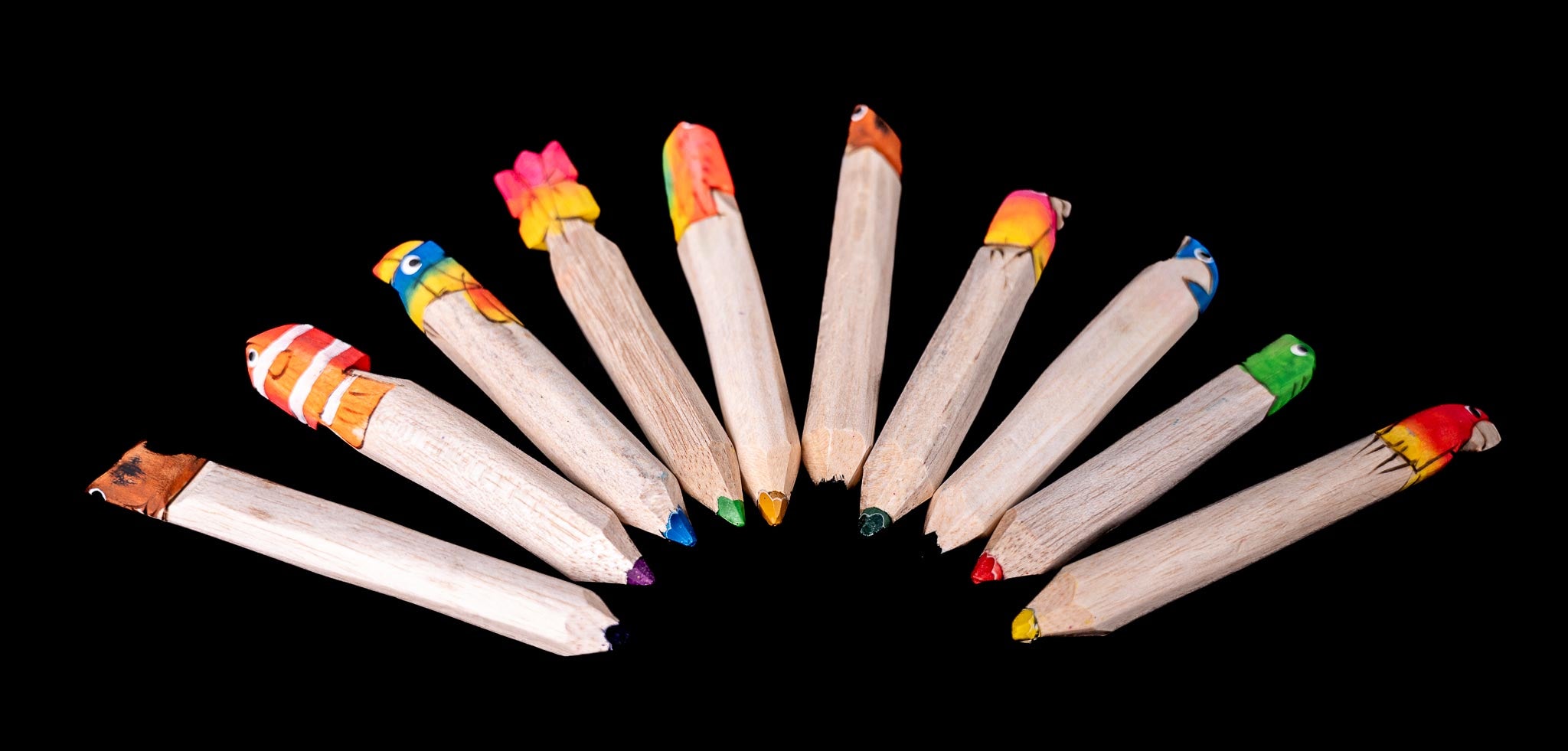 Hand-Carved Animal Color Pencils – Ecuadorian Artisan Set