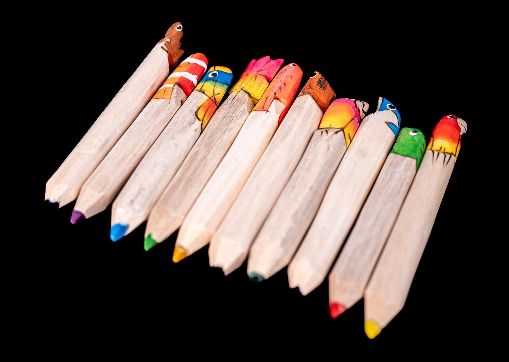 Hand-Carved Animal Color Pencils – Ecuadorian Artisan Set