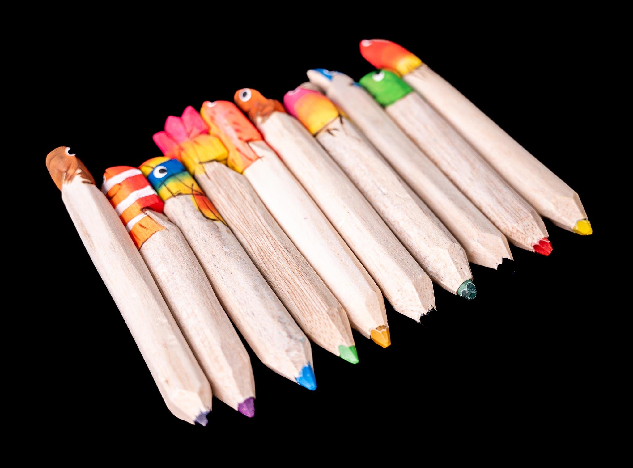 Hand-Carved Animal Color Pencils – Ecuadorian Artisan Set