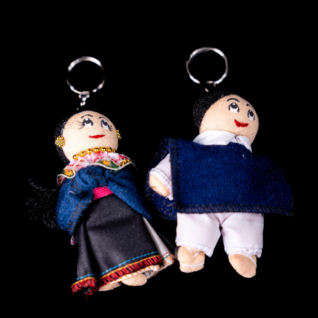 Traditional Ecuadorian Couple Keychains – Handmade Fabric Dolls