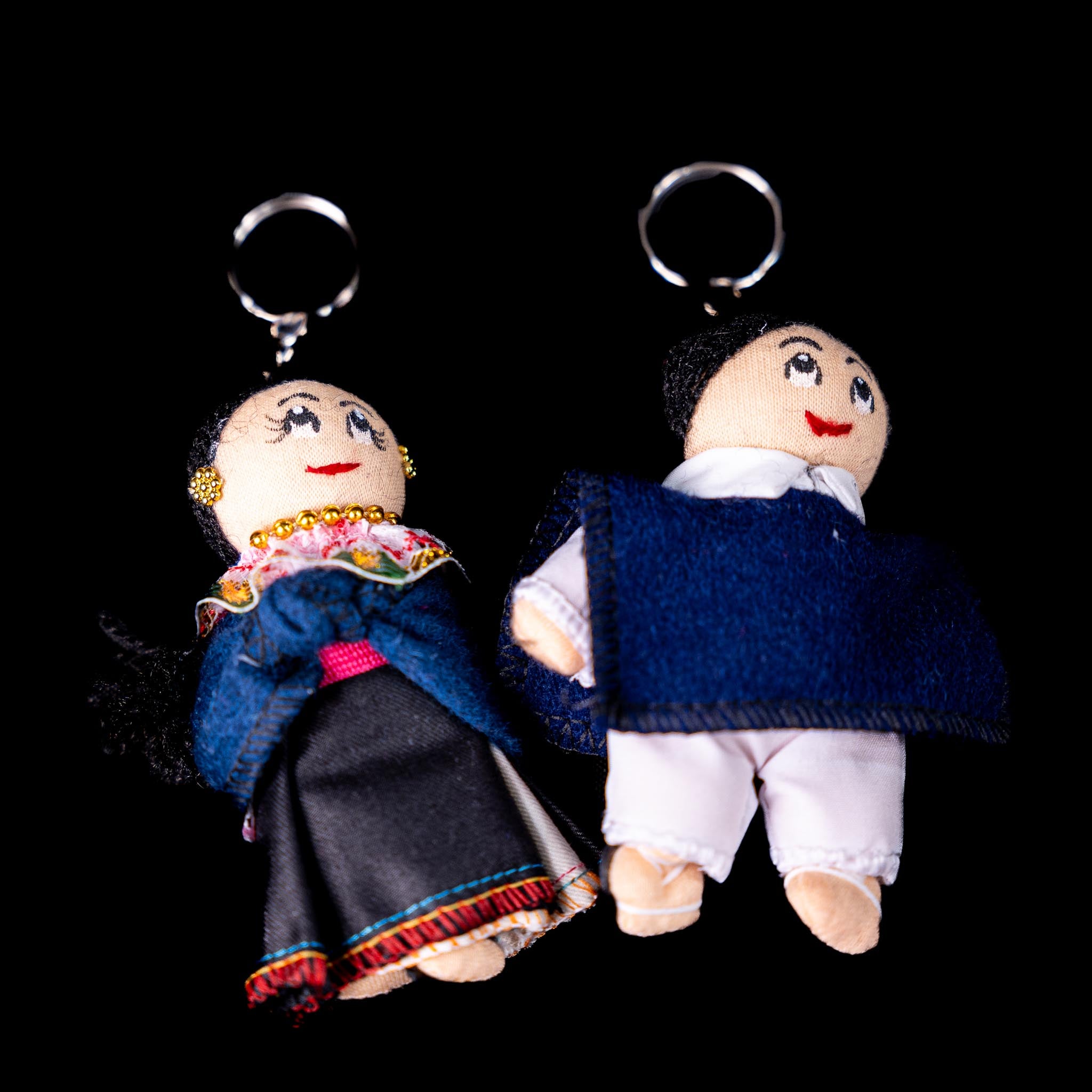 Traditional Ecuadorian Couple Keychains – Handmade Fabric Dolls