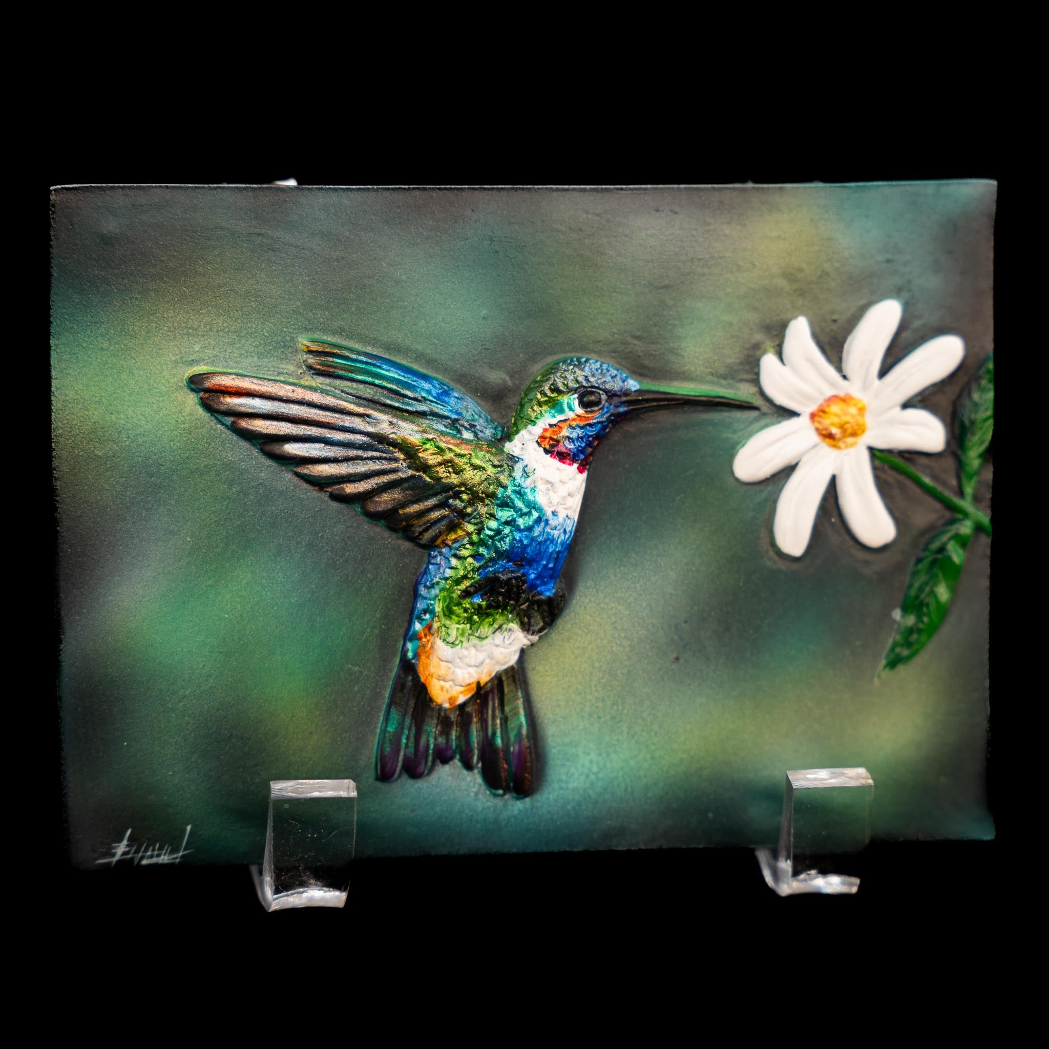 Hummingbird Harmony – Handcrafted Ceramic Wall Art (4x3 in)