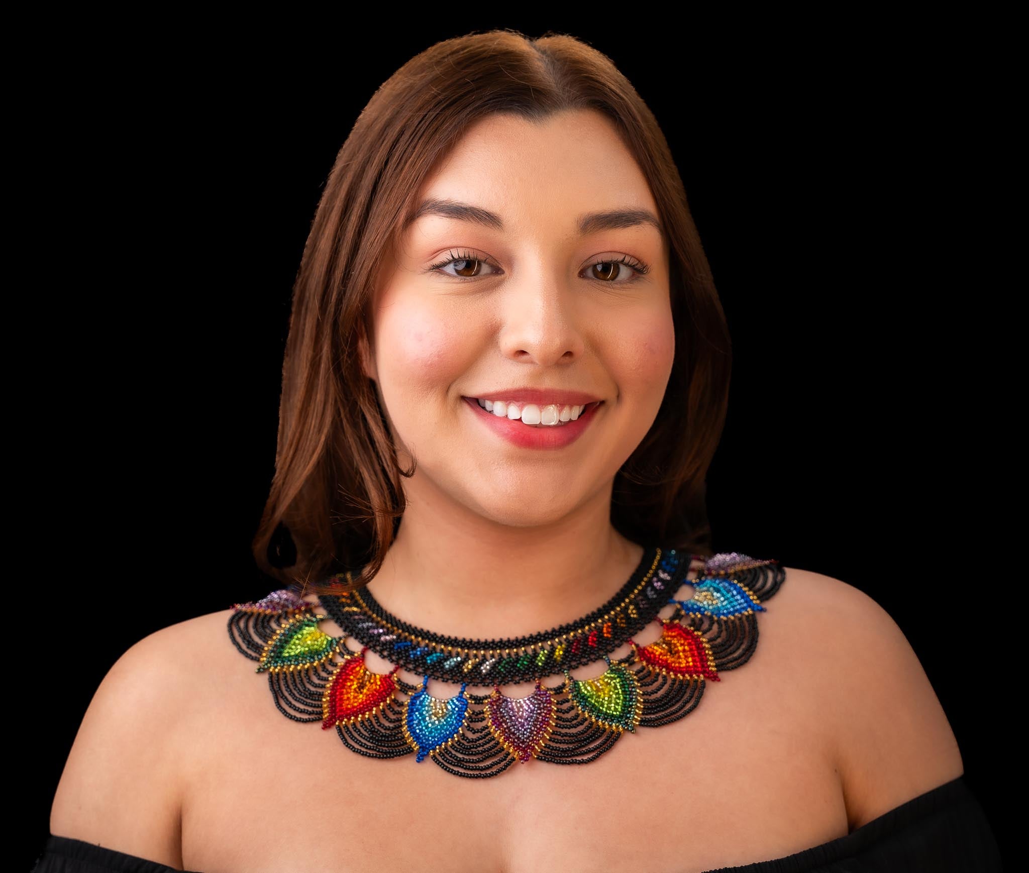 🌈 Handmade Glass Bead Necklace – Ecuadorian Artisan Craft