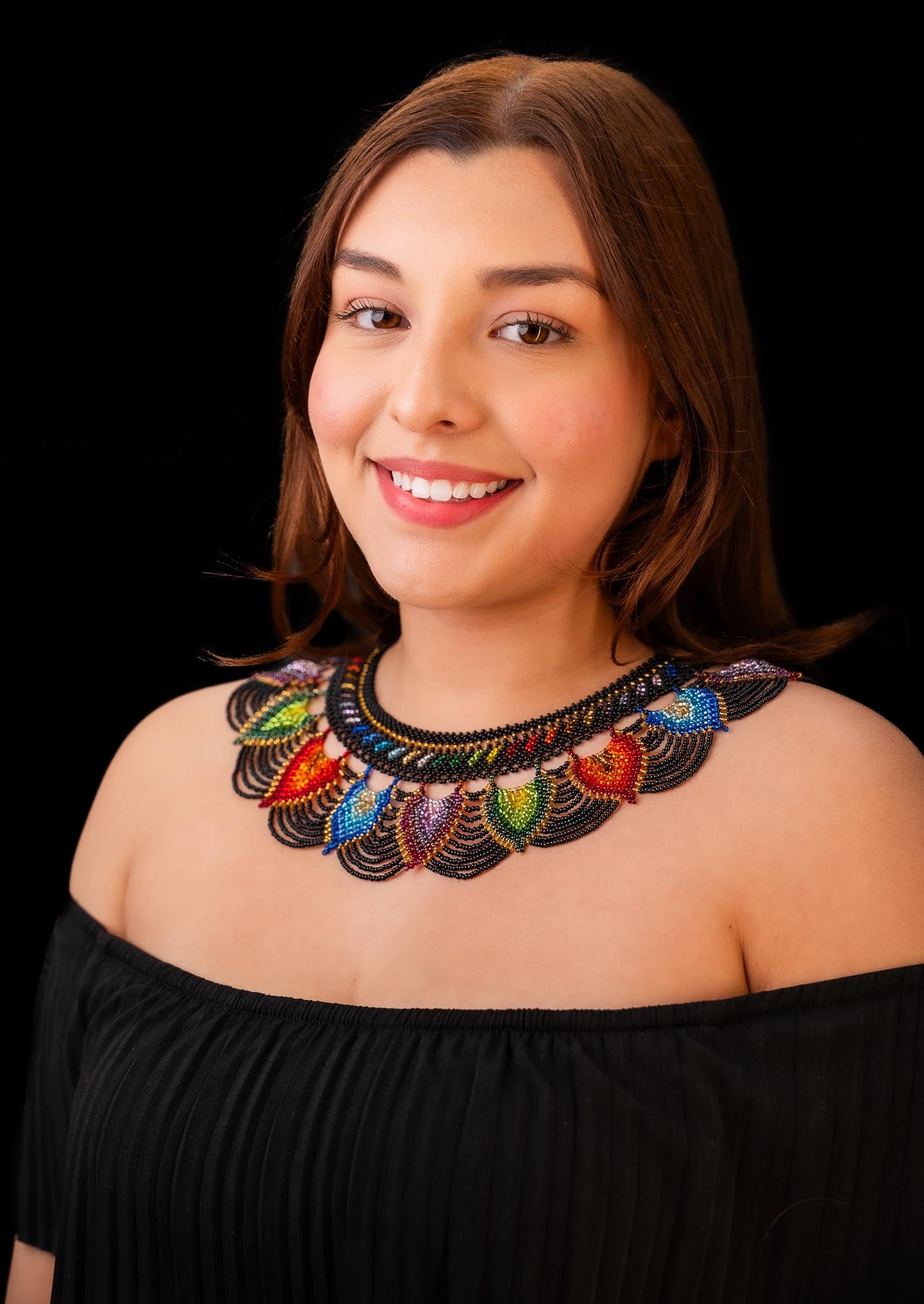 🌈 Handmade Glass Bead Necklace – Ecuadorian Artisan Craft