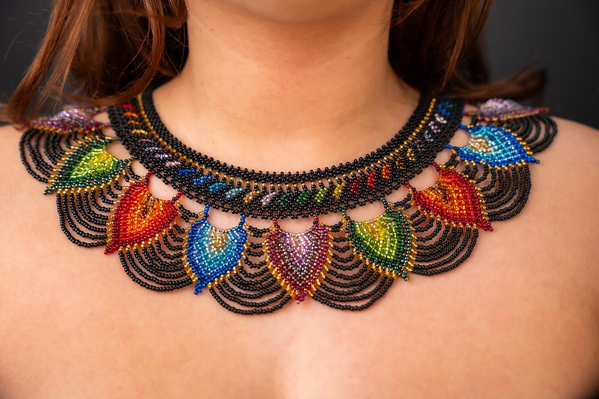 🌈 Handmade Glass Bead Necklace – Ecuadorian Artisan Craft