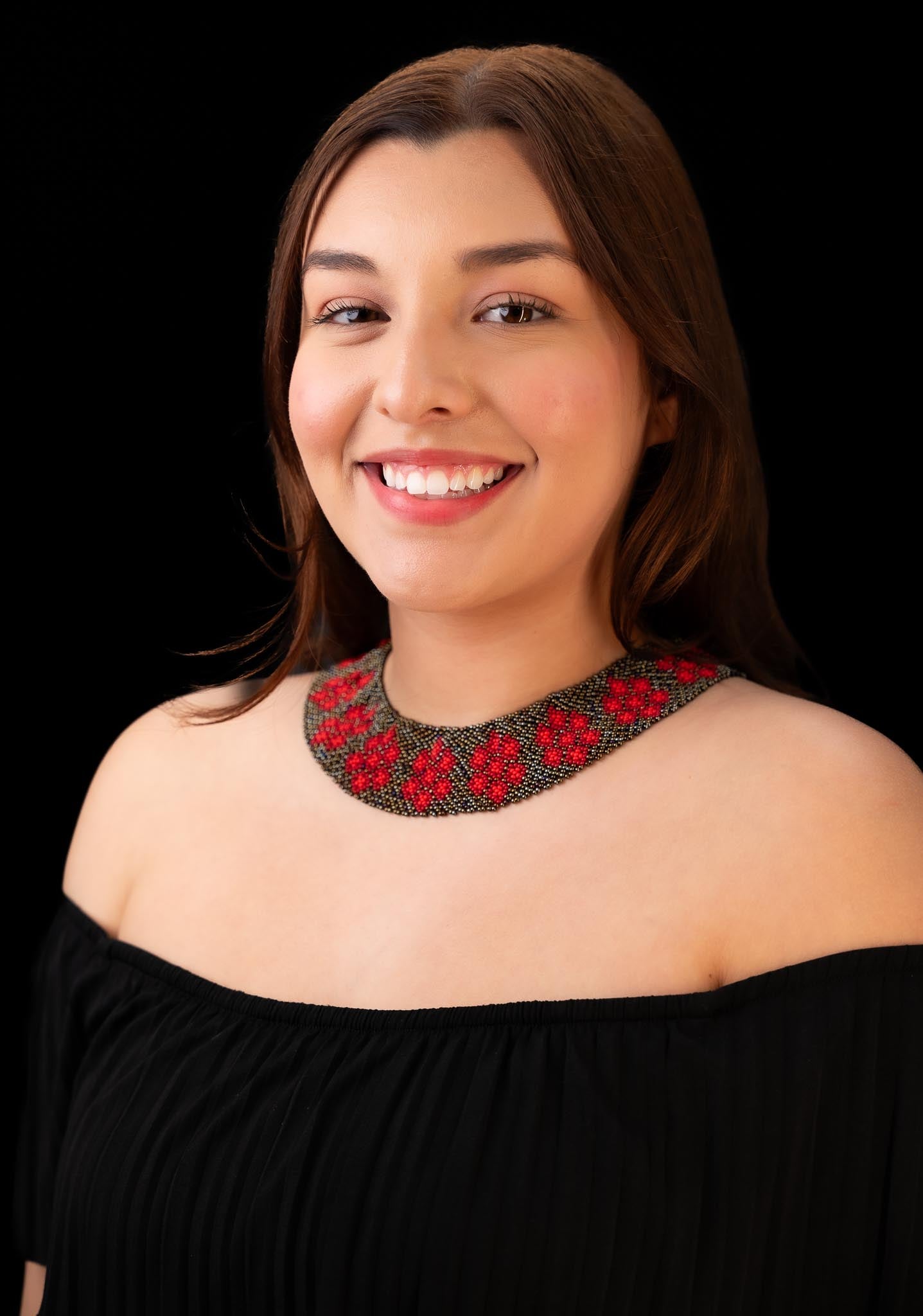 Handmade Ecuadorian Beaded Necklace – Red Floral Design