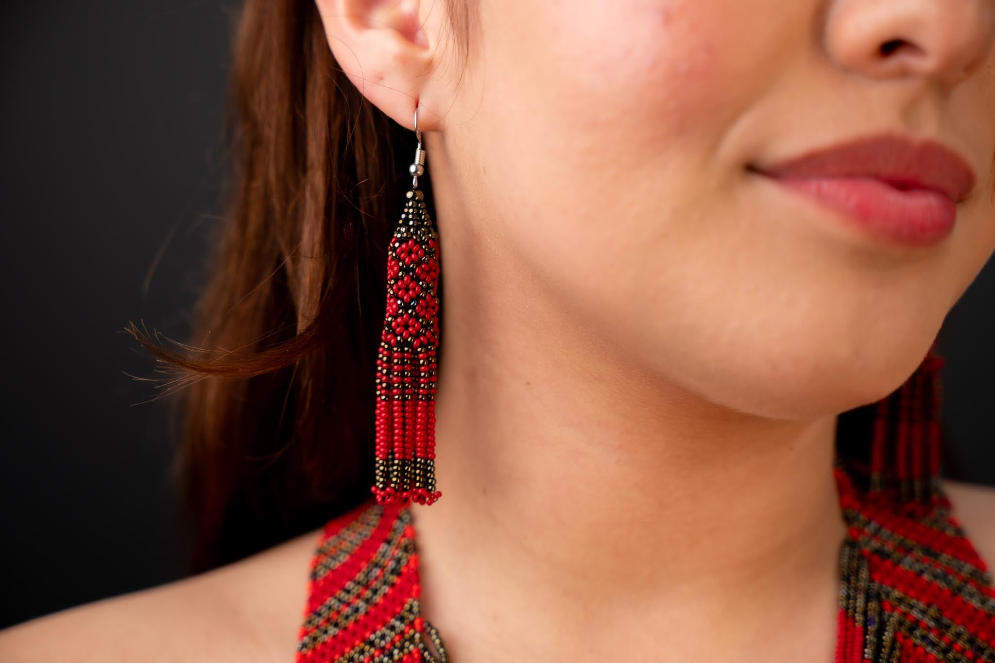 Artisan Red & Black Beaded Statement Set