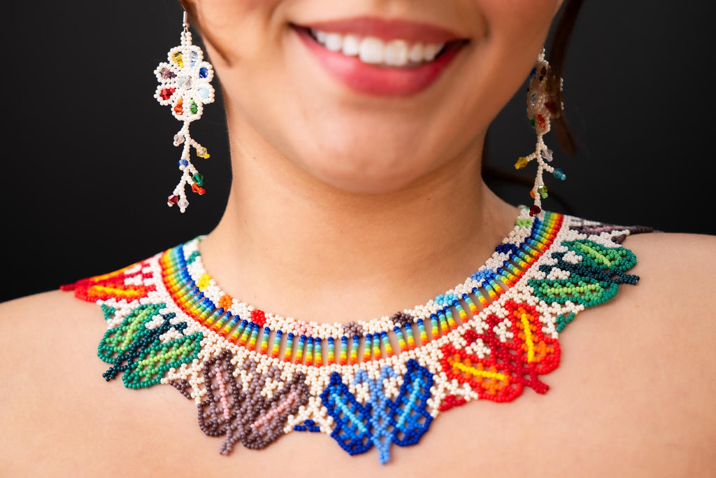 Colorful Beaded Necklace & Earrings Set – Handmade Ecuadorian Jewelry