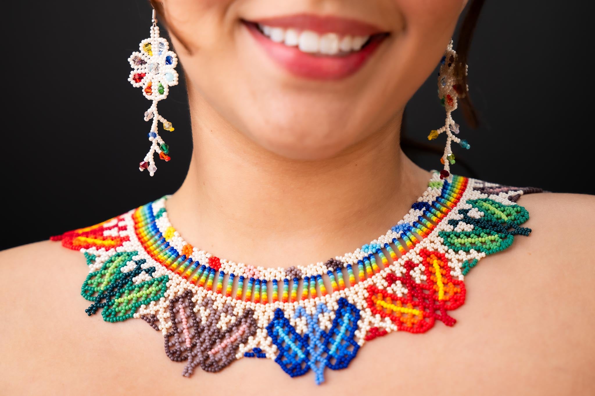 Colorful Beaded Necklace & Earrings Set – Handmade Ecuadorian Jewelry