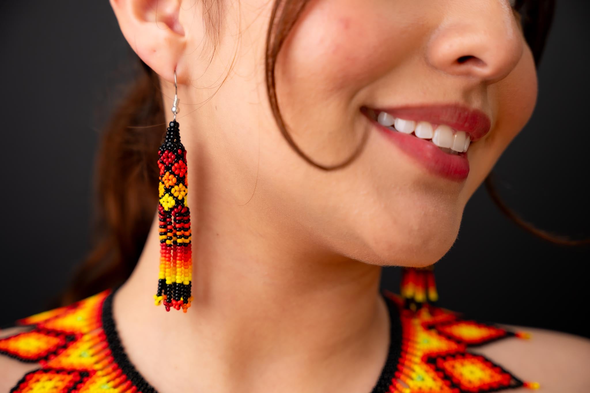 🔥Handcrafted Ecuadorian Glass Bead Necklace & Earrings Set
